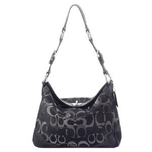 Vintage Coach Chelsea Signature Black Canvas Turnlock Hobo Shoulder handbag